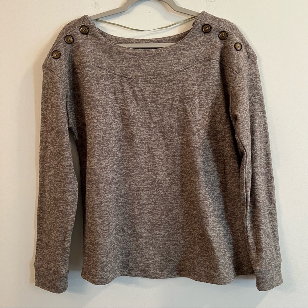 Women’s Cable & Gauge brown button detail pullover sweater size medium M